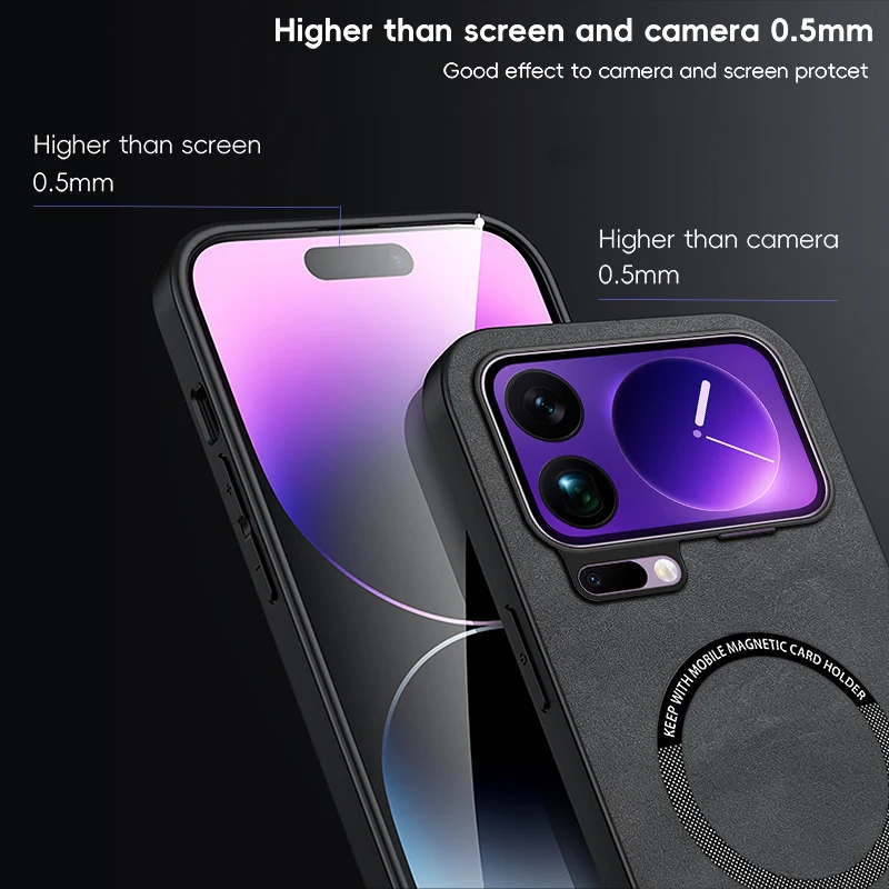 Magnetic Retro Leather Soft Phone Case with Wireless Charging Capability