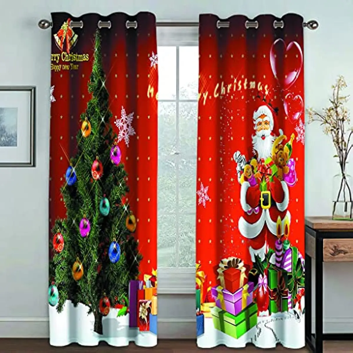 

Santa Claus Christmas Decoration Christmas Blackout Curtains 3D Print Window Curtain Bedroom Living Room Decor Window Treatments