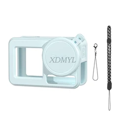 Silicone Protective Case with Anti-Lost Lanyard and Lens Cap Cover for Blue