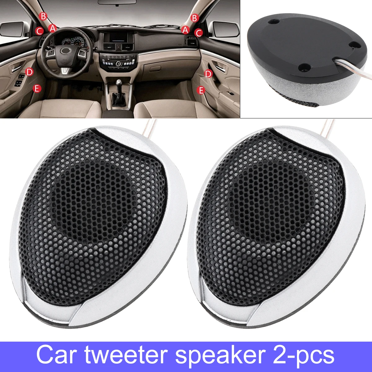 2Pcs Universal Car Tweeter Speakers 1000W High Efficiency Mini Dome Tweeter Speaker for Car Vehicle Auto Audio System