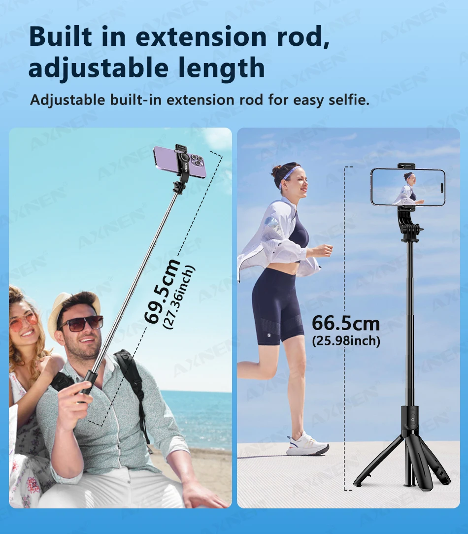 Selfie Stick Tripod With Wireless Remote And Extension Rod_voghion.com