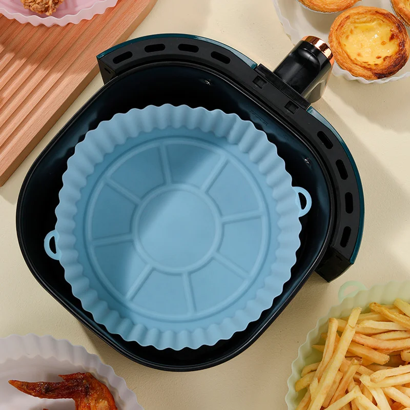 1Pcs Air Fryer Silicone Basket Silicone Mold Airfryer Oven Baking Tray  Pizza Fried Chicken Basket Reusable Pan Liner Accessories