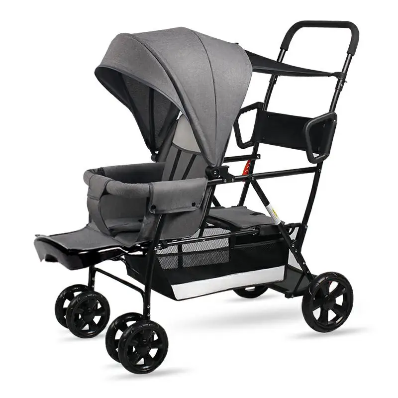Sit And Stand Tandem Stroller Lightweight Twins Carriage With Toddler Platform Suit For 0-7 Ages Kids baby stroller
