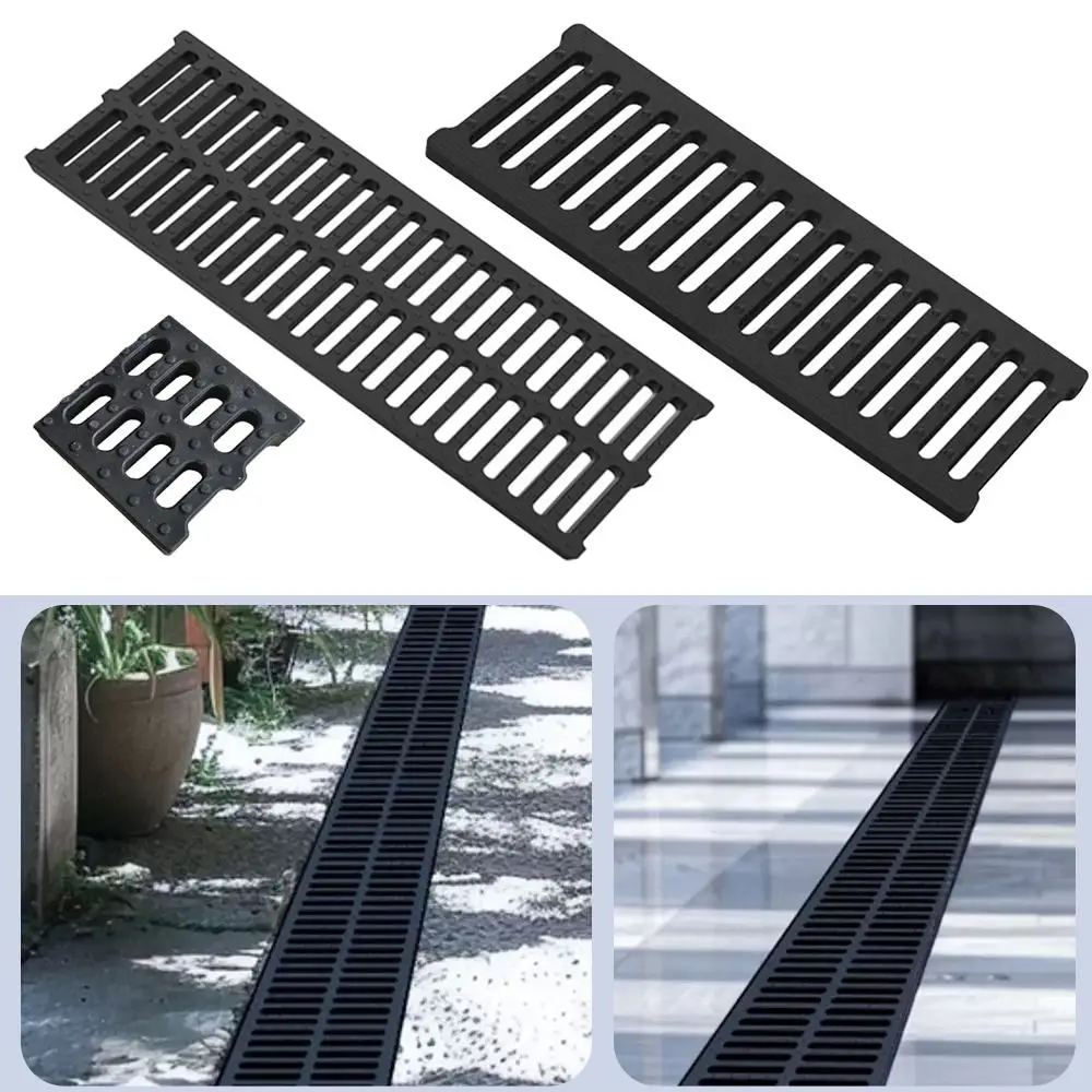 New High Strength Trench Cover Resin Plastic Rectangular Garage Floor Drain Black Grates Drainage Basement