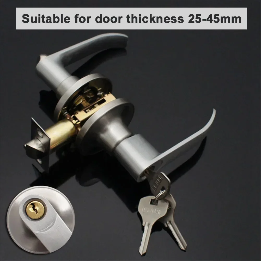 Door Lever Lock with 3 Keys Locking Door Handle Stainless Steel Interior Lever Lock Knob Replacement for Home Office