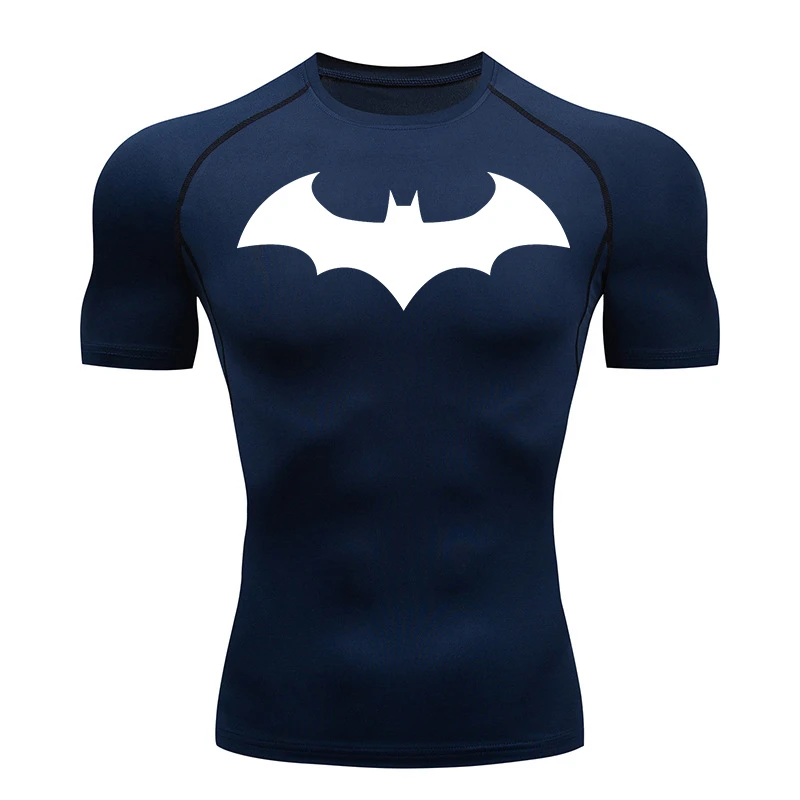Men's Bat Graphic Compression Short Sleeve Workout Shirt - Quick Dry Athletic Tee
