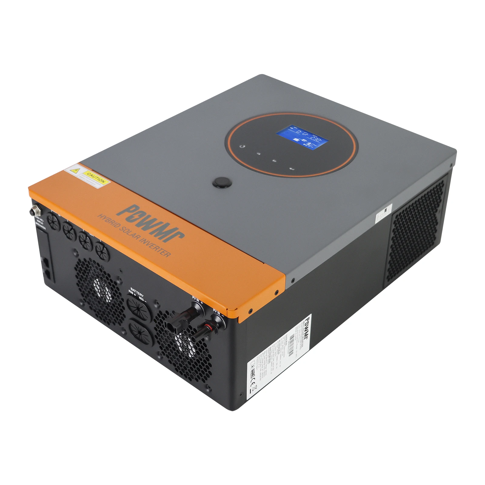 PowMr 순수 사인파 인버터, MPPT 듀얼 입력 및 듀얼 출력 하이브리드 태양광 인버터, 6.2KW, 48V, 60-450V, 27A