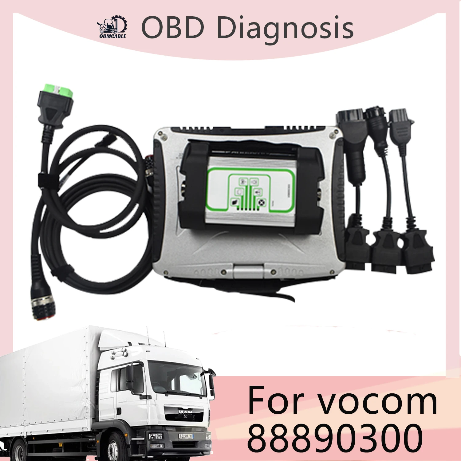 

New 2.8 Vocom 88890300 For Volvo Vocom Diagnostic Tool Vocom OBD2 Adapter OBD Scanner 24v Truck Excavator Diagnostic+CF19 laptop