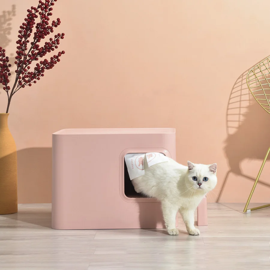 

Closed Cat Litter Box Training Kit Splash Guard Easy Clean Portable Cats Toilet Design Retro Square Aseo Para Gatos Pet Supplies