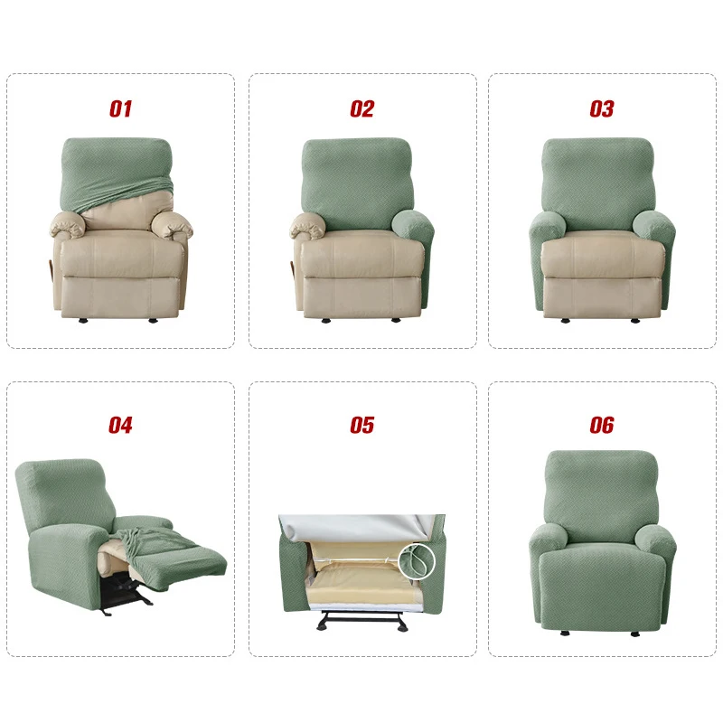 Split Jacquard Recliner Cover Elastic Lazy Boy Chair Sofa Covers Stretch Spandex Couch Slipcovers Armchair Case Solid Color