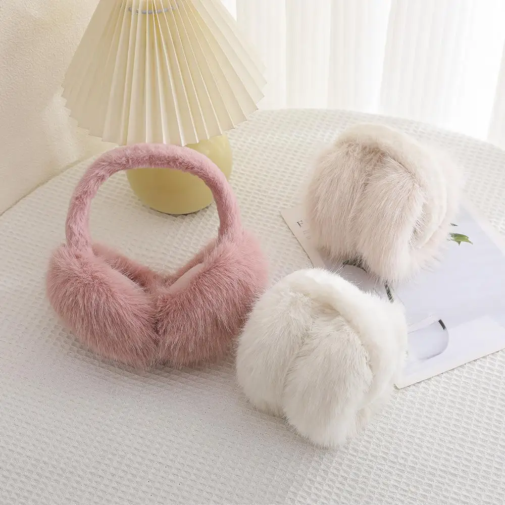 Winter Cold-proof Plush Earmuffs Portable Folding Ear Warmer Korean Fluffy Warm Ear Muff Women Men Imitation Rabbit Fur Earflap
