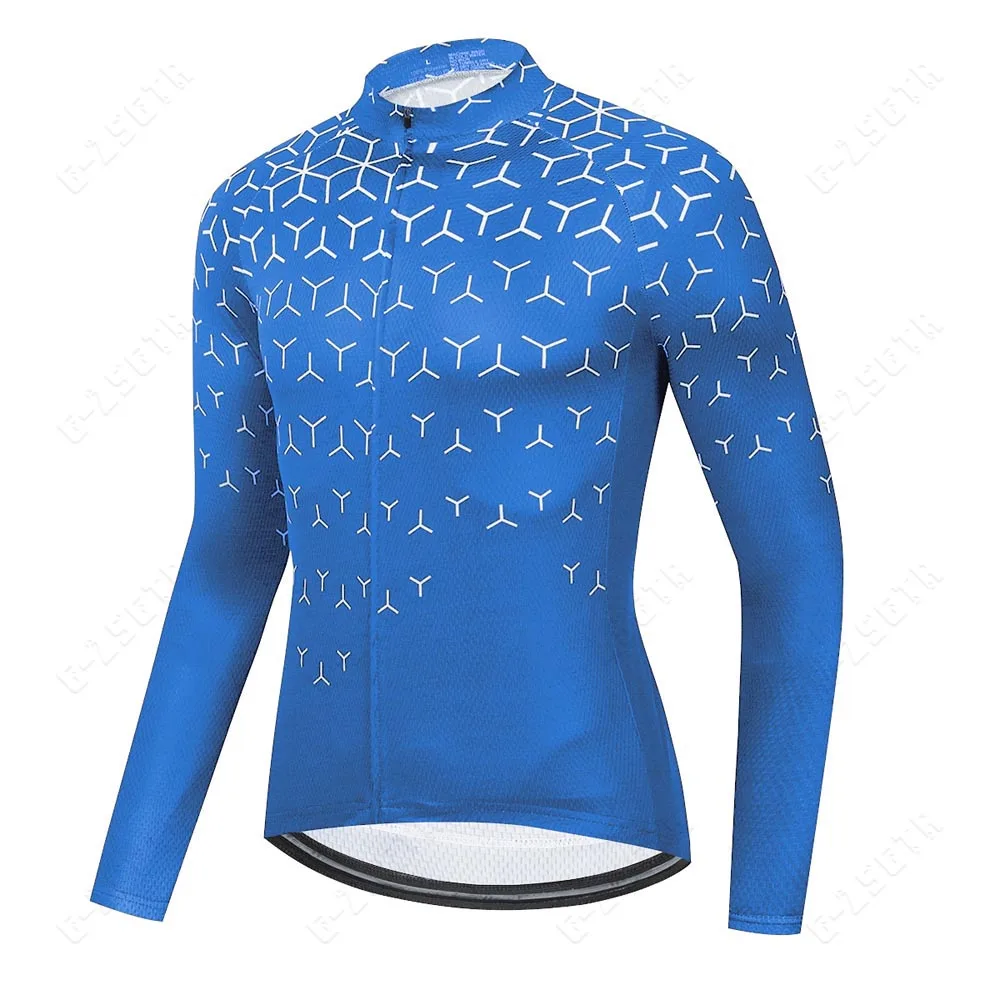 MensCyclingJerseyBlueCyclingLongSleeveBicycleClothingProTeamCyclingShirtMountain