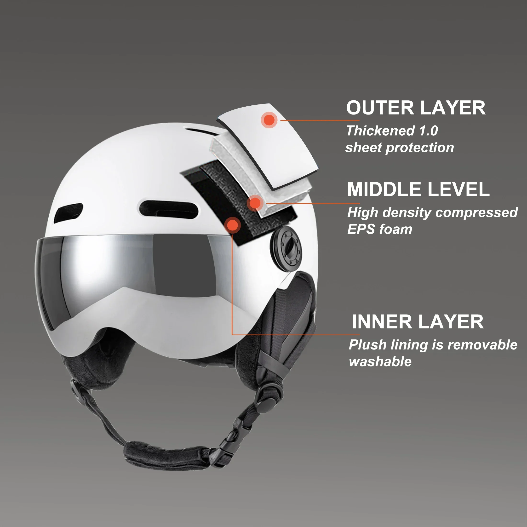 Seeker Ski Helmet with Goggles 4