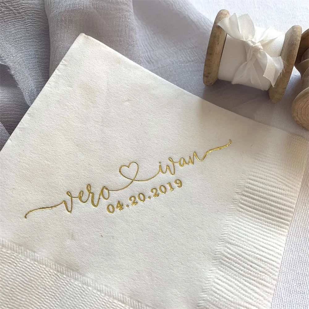 

50pcs Personalized Wedding Napkins, Rehearsal Dinner, Engagement Party, Custom Bar Napkins, Custom Wedding Napkins - Destination