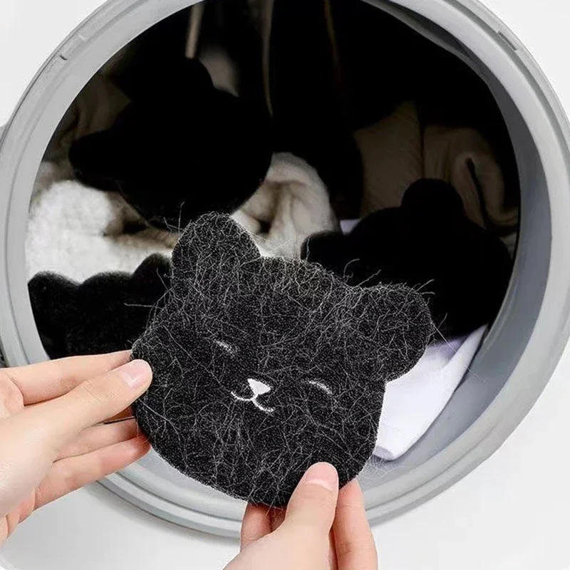 2/4/8Sets Of Household Pet Hair Remover Machine Washed Bear Sticky Sponge Reusable Suitable For Washing Machine Dryer Black pet hair remover