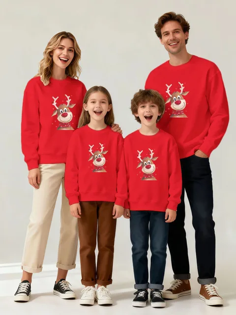 Family Matching Clothes Winter Autumn Sweater Long-sleeved Shirt Christmas Clothes Mom Dad Kids Christmas Pajamas Family Look 1