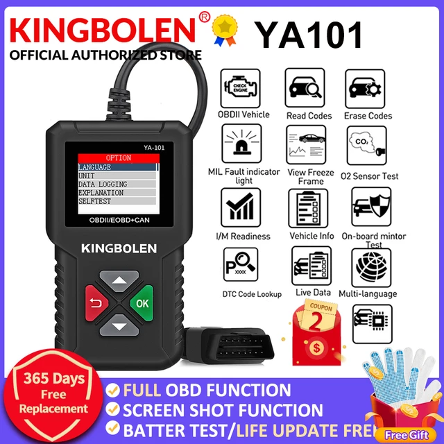 Kingbolen KINGBOLEN YA200 OBD2 Scanner, Car OBD2 Code Reader Check Engine  Light, Car Scanner OBDII Full Functions with Voltage Test OBD2 S
