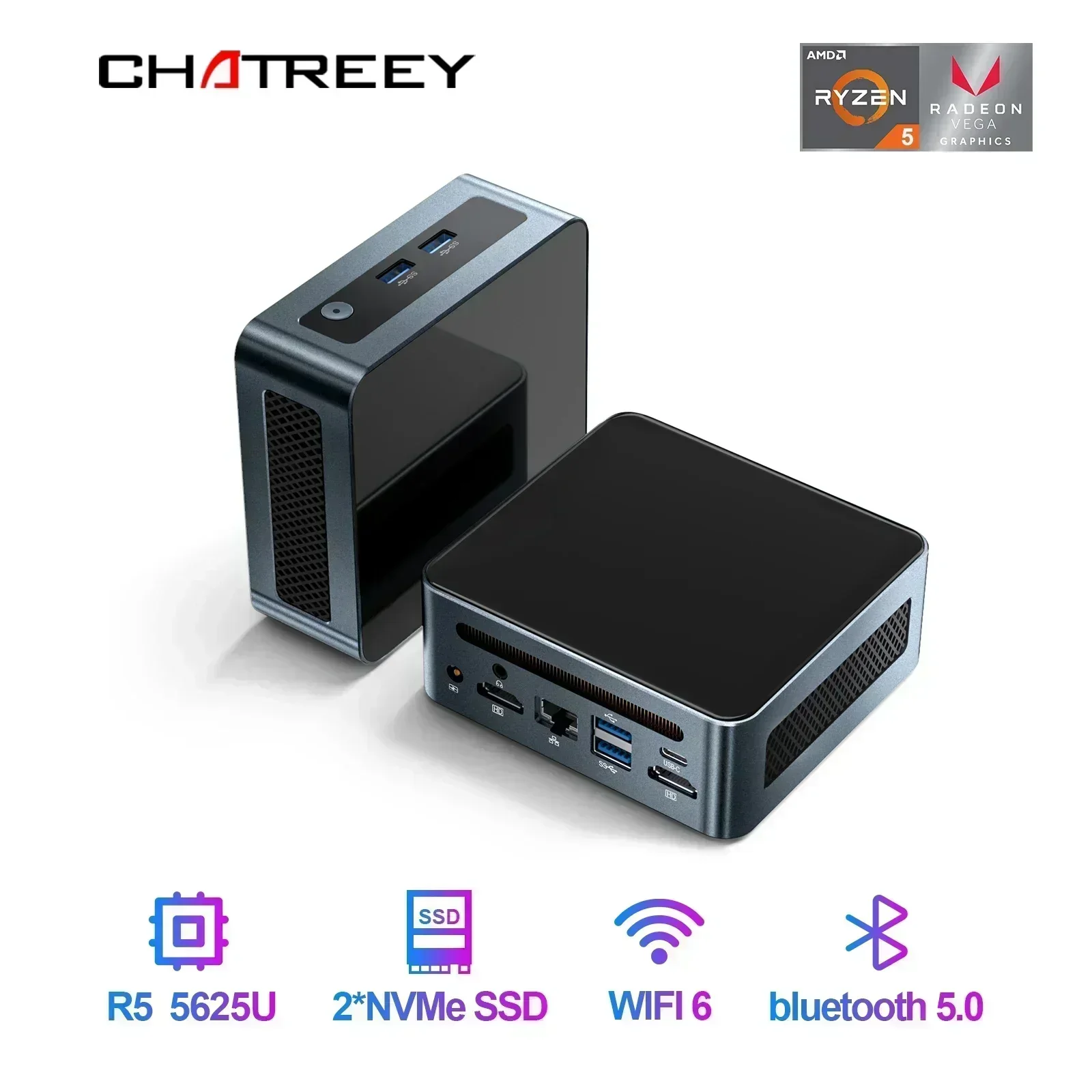 Chatreey ミニ PC AN2P/AN2C Ryzen 5 5625U/3550H ゲーミング 