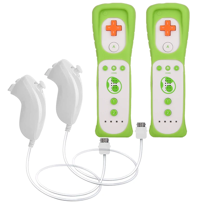 2PCS Remote Controller with Nunchuck Controller for Wii Console Wireless Gamepad with Motion Plus for Nintendo Wii Games Control
