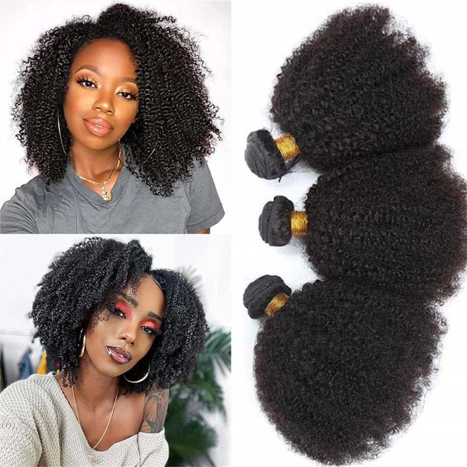 Brazilian Afro Kinky Curly Human Hair Bundles 4b 4c Afro kinky Bulk Human Hair Weave Bundle Deal Extensions