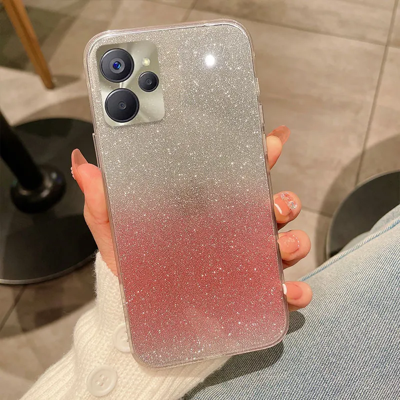 Glitter Realme 9i Back Cover Stylish Glitter Bling Clear Case For