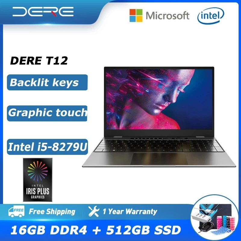 Dere Laptop T12 15.6 Inch, Intel Core I5-8279u, 16gb Ram 1tb Ssd ,1920*1080 Ips Screen, Computer Notebook Windows 11 Ultrabook - Laptops - AliExpress