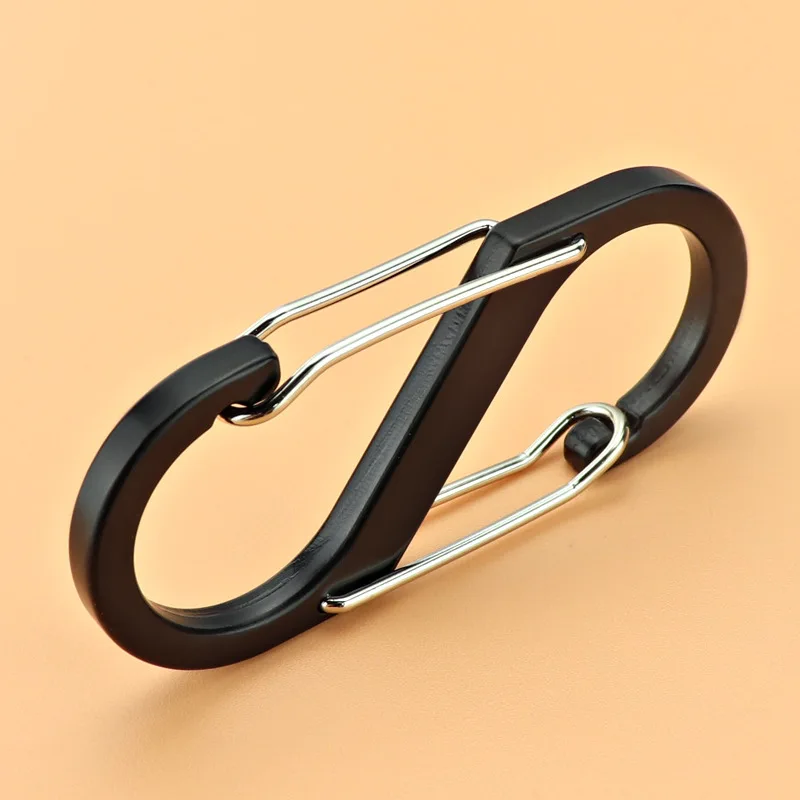1pcs Stainless Steel S Type Carabiner with Lock Mini Keychain Hook Anti-Theft Outdoor Camping Backpack Buckle Key-Lock Tool 6