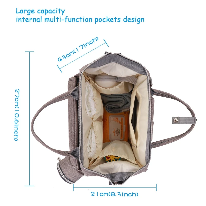 Diaper Bag Backpack Multifunction Large Baby Bags USB Stroller Straps Pacifier for Case Unisex Travel Back Pack Multi Co