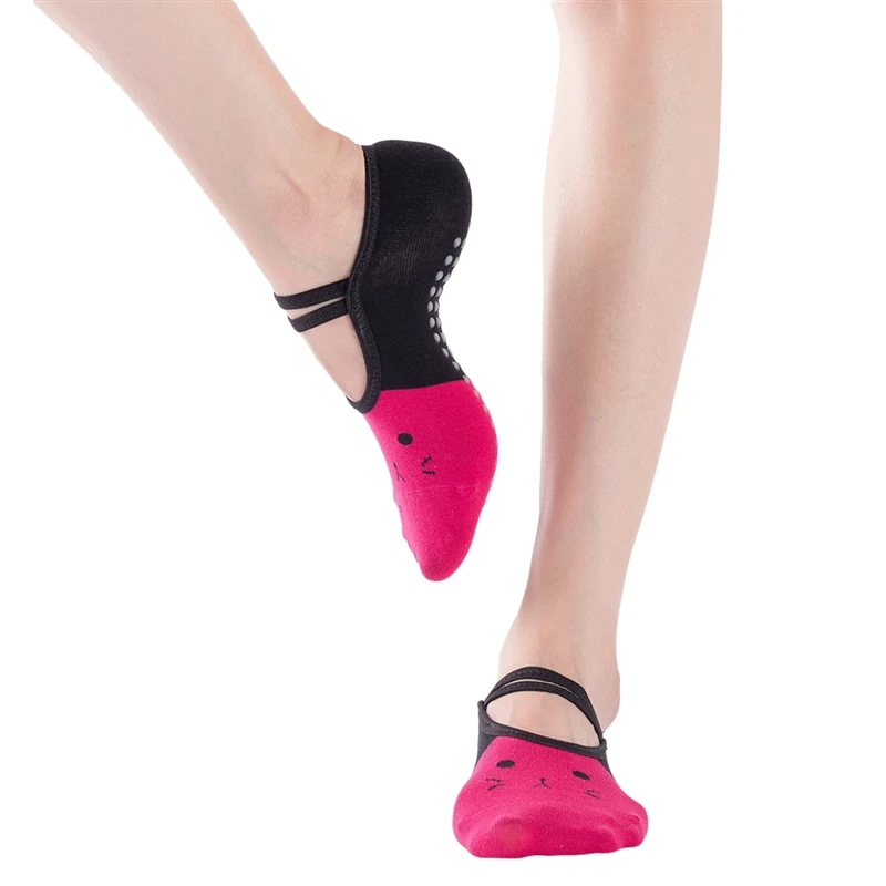 

Women High Quality Bandage Yoga Socks Anti-Slip Quick-Dry Damping Pilates Ballet Socks For Men & Women Cartoon Cat Print Socks