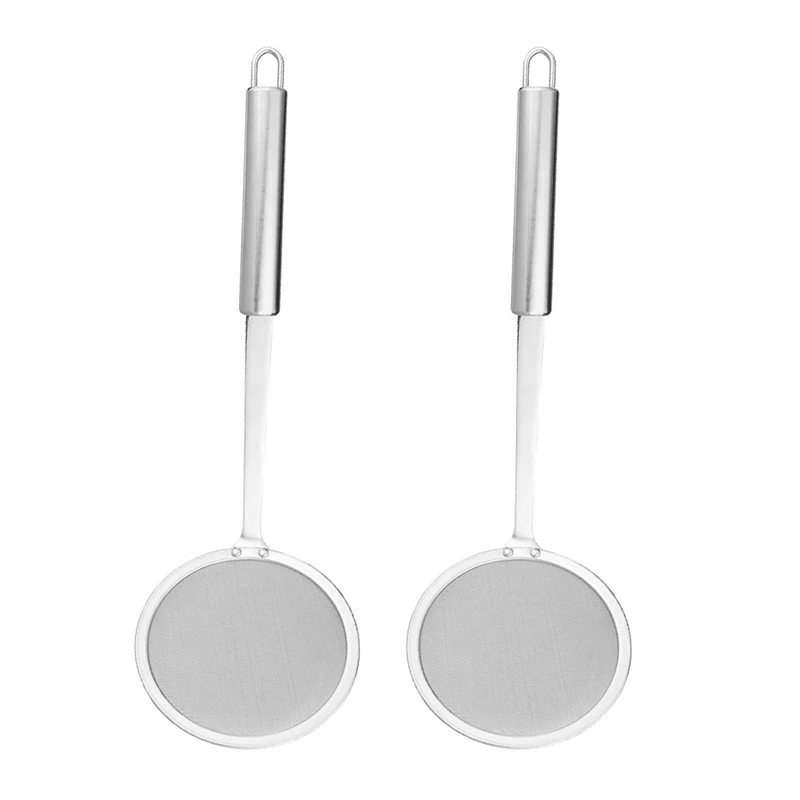 

2X Skimmer Spoon, Stainless Steel Fine Mesh Food Strainer Japanese Hot Pot Skimmer For Cooking Foam Grease Oil Filter