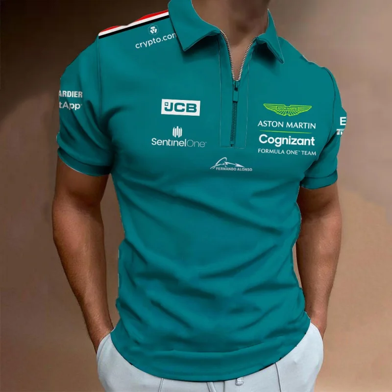 Camiseta del equipo Aston Martin 2023 F1, Polo de gran tamaño, de moda