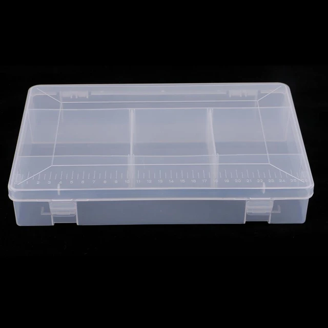 5 Compartments Clear Plastic Fishing Tackle Box Lures Bait Storage