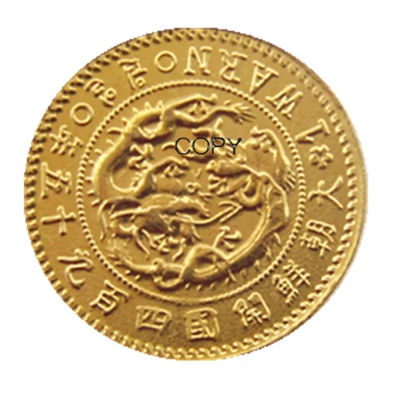 

Great Joseon founded 495 years ago 1 Warn Gold Plated Coins Copy (Type 26)