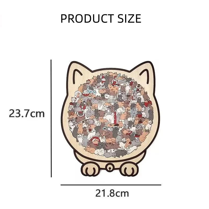 135pcs Cat-shaped Wooden Jigsaw Puzzle Unique Irregular Puzzle Pieces Game Birthday Xmas Gifts for Cat Lovers Home Decorations - Image 6