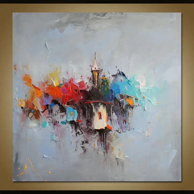 

City Painting, Modern Art, Canvas Wall Art, Contemporary Art, Abstract Painting, Original Artwork, Living Minimalist Abstract