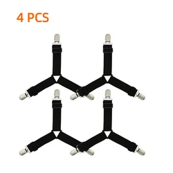 Elastic Bed Sheet Grippers and Organizers - 4-Pack Set (Black-4pcs)