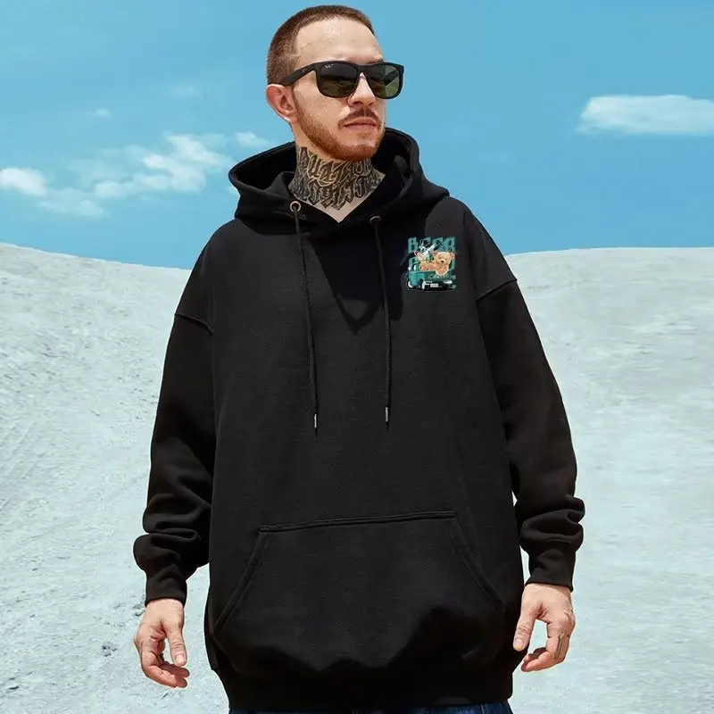 Hooded Sweater Men's Trendy Brand Large Size M-8XL Men's Autumn And Winter Style Plush And Thick Fat Hip-hop Pullover Jacket