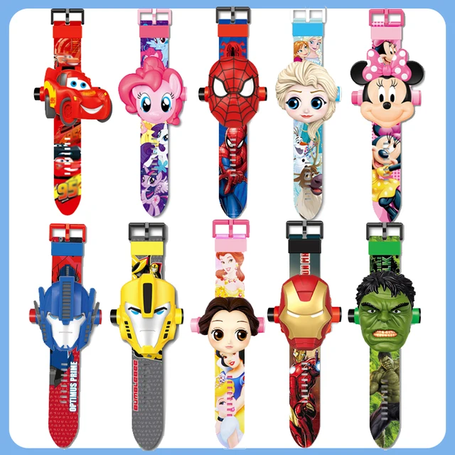 23 Style Disney Cartoon Children Watch 3D Projection Cartoon Superheroes Spider-man Iron Man Digital Watches Children Watch Toy. 1