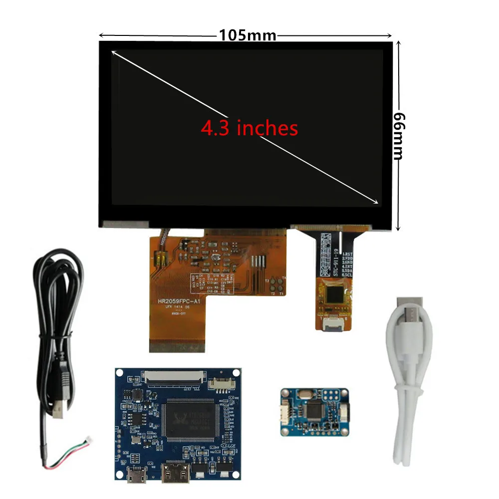 4.3 인치 용량 성 터치 스크린 LCD 디스플레이 480x272 HDMI 드라이버 보드 라즈베리 파이 4B PC 용 DIY 키트 Windows 휴대용 모니터