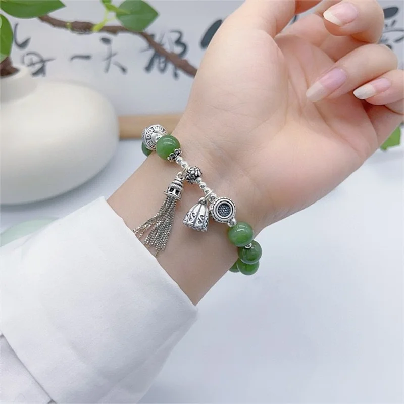 

Sterling Silver Bracelet S925 Gift For Women DIY Citrine Originality Agate Girl Charm Garnet Festival Retro Fashion Jewelry