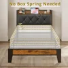Twin XL Size Bed Frame, Storage Headboard with Outlets, Sturdy and Stable, Easy To Install, No Noise, Bed Frame 6