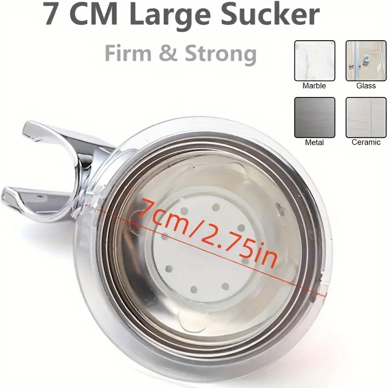 Adjustable Shower Head Holder with Strong Suction Cup,No Tools/Drill Installation,Heavy-Duty Suction,Adjustable Arm for Bathroom