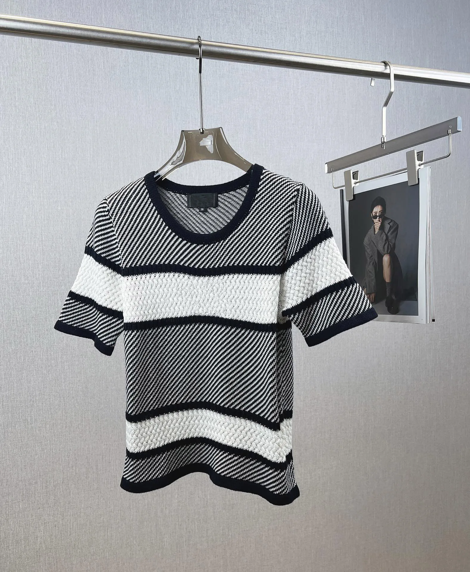 

24 Summer new round neck custom dyed yarn short sleevesNO66