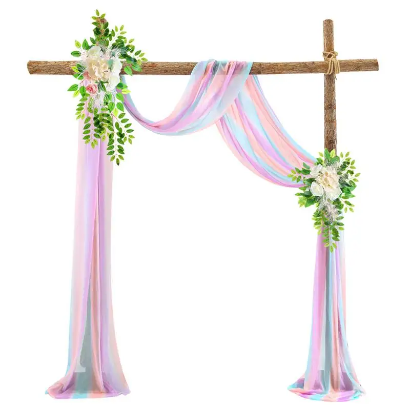 

Decorative Wedding Arch Drapery Outdoor Colorful Arch Drapery Translucent Draped Gauze Fabric Arch Backdrop Fabric For Weddings