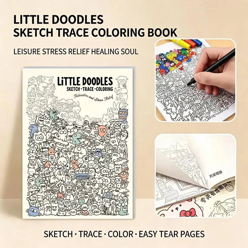 Quaderno per schizzi con disegni a linee, 32 pagine, semplice libro da colorare per disegni a fazzoletto, aiuta i bambini a esercitare il controllo delle linee e le abilità di pittura - immagine 6