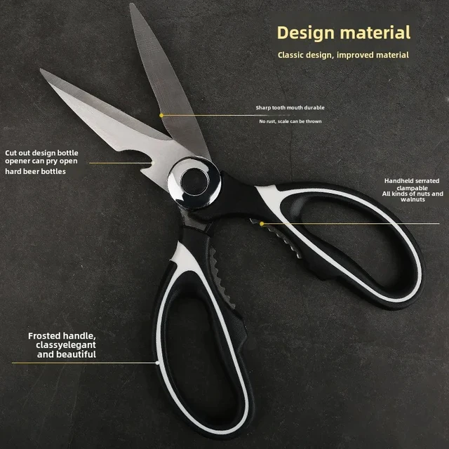 Multifunctional kitchen scissors Household fish cutting meat scissors Stainless steel scissors Kitchen Gadgets Utility 4