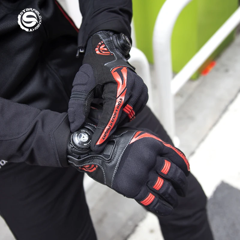 

SFK Motorcycle Racing Gloves Full Finger Touch Screen Black Red Stylish Nylon Polyester Motorbike Riding Motocross Accessories