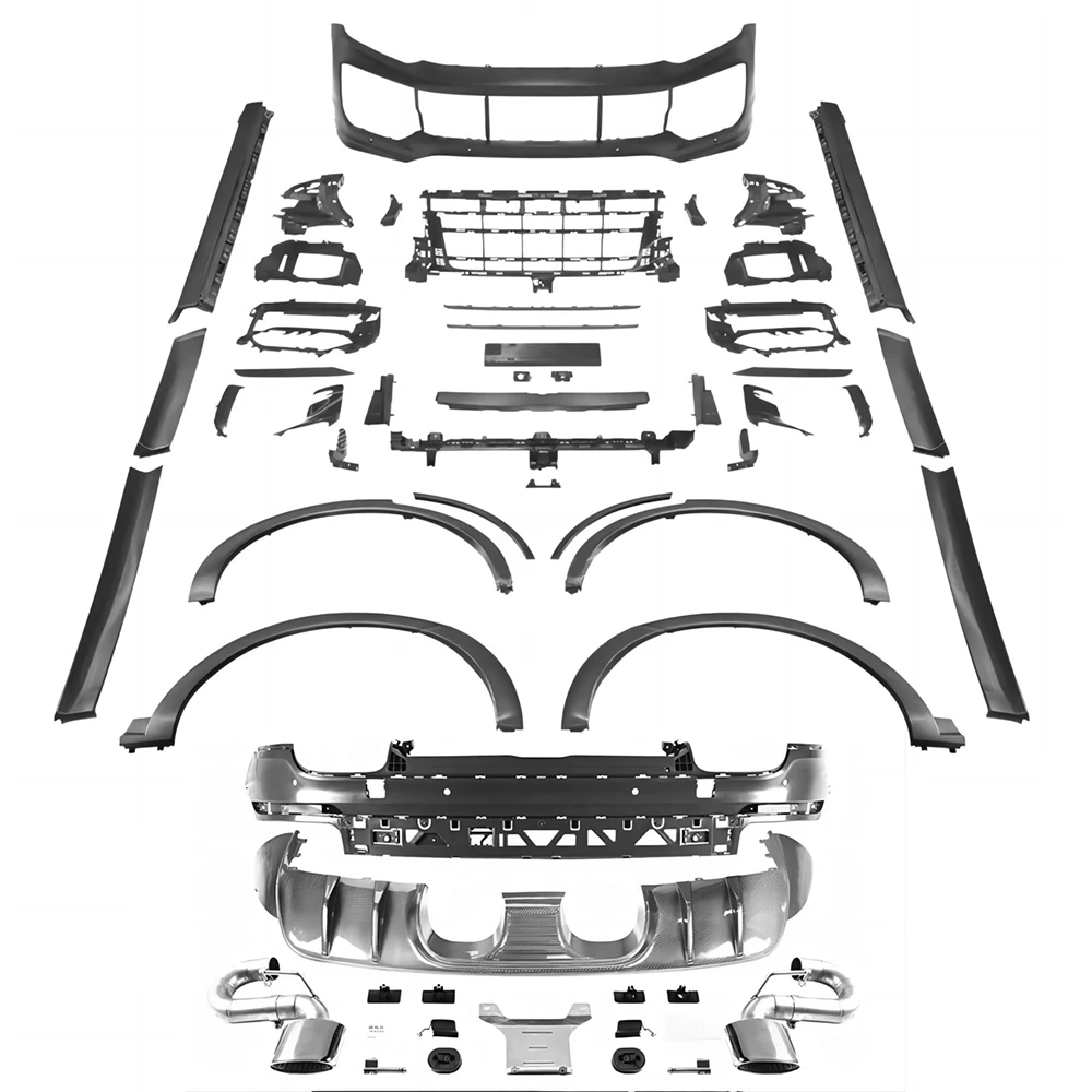 Full Body Kit For Porsche Cayenne / Coupe 18-22 Old to NEW 24 Turbo GT Front Bumper Side Skirts Fender Flares Rear Lip Diffuser