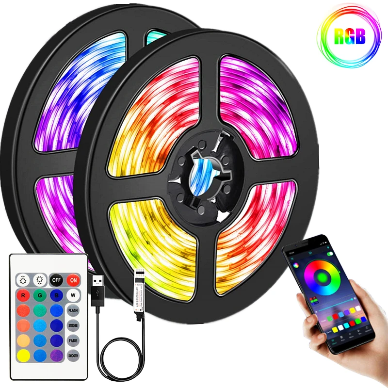 1M-5M LED Strip Light RGB 5V 5050 2835 USB Bluetooth DIY Flexible Diode Suitable For Party Living Room Decor Luces Holiday Gift |