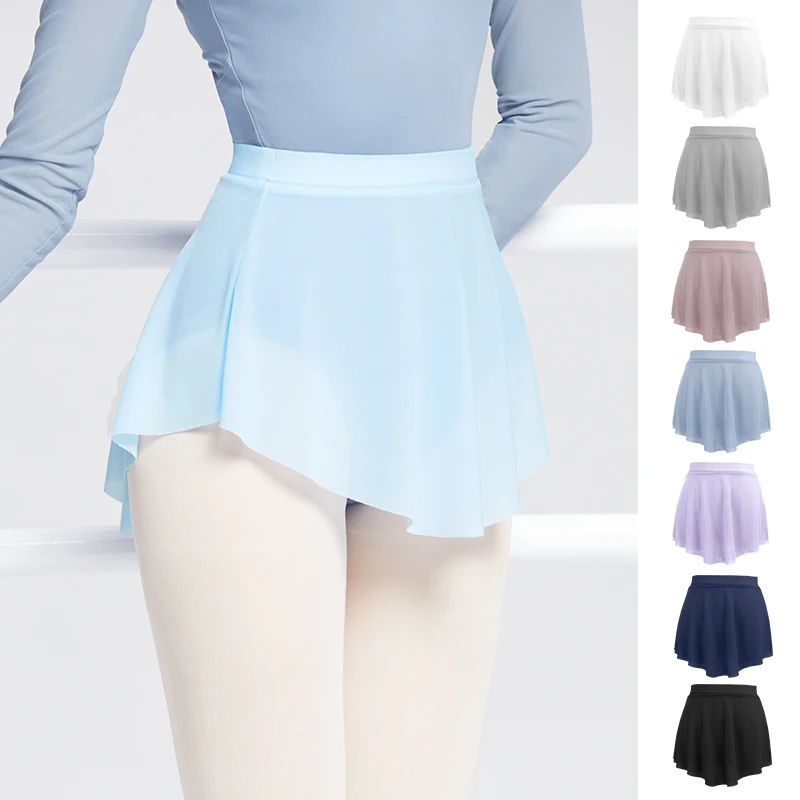Woman Ballet Skirt A Side Split Short Dance Skirt Soft Mesh Elastic for Woman Ballet Tutu ballet skirts